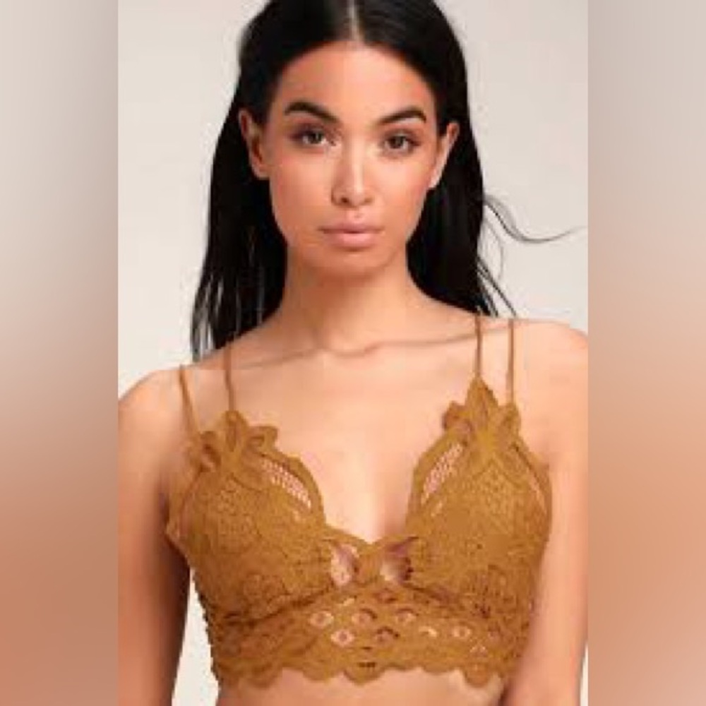Free People Lace Bralette in mustard color